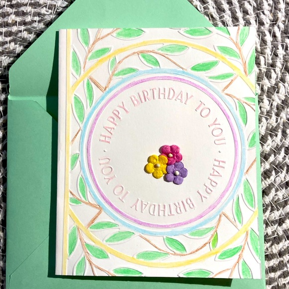 💚💝Hand painted and embossed Birthday card - Picture 2 of 5